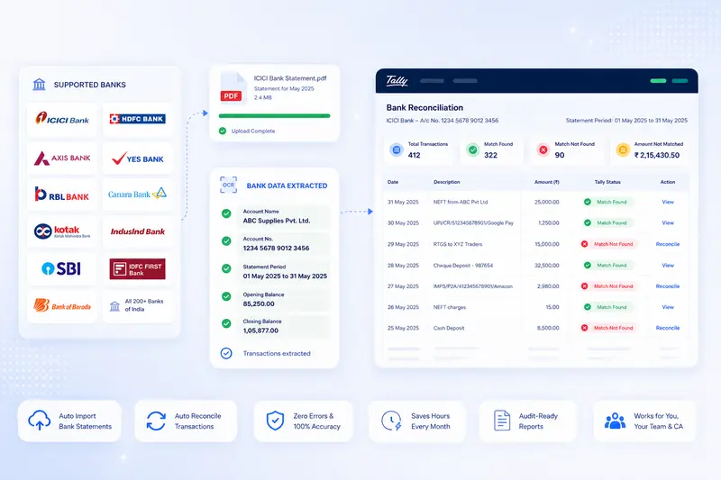 Smart Bank Recon - Auto bank statement reconciliation in Tally