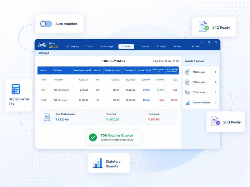 Smart TDS - Auto TDS calculation and voucher creation in Tally